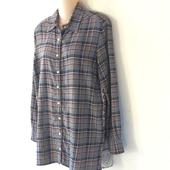 Johnny Was 3J Altivo Scarf Back Plaid Button Shirt - Picture 3 of 16